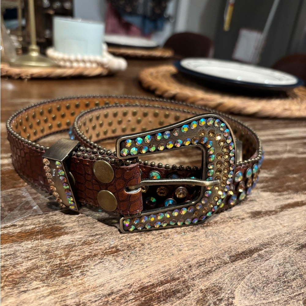 Brown Studded Women's Belt